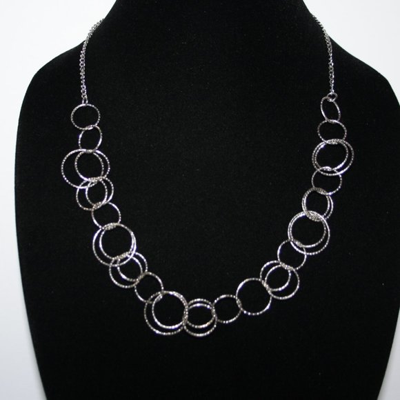 Beautiful silver ring link necklace adjustable 20" - Picture 1 of 4